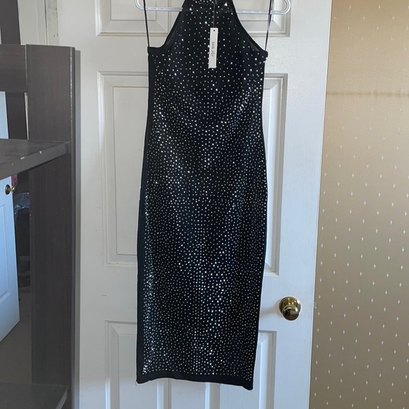 Sheer black silver studded midi dress - Picture 1 of 2